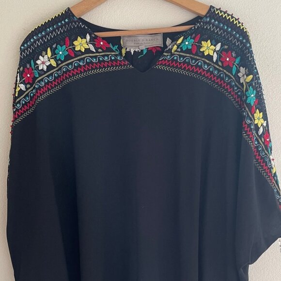 DOUBLE D RANCH Black Embroidered Poncho Top: NWOT! Fits Small-Large: Marked XS - Picture 2 of 7